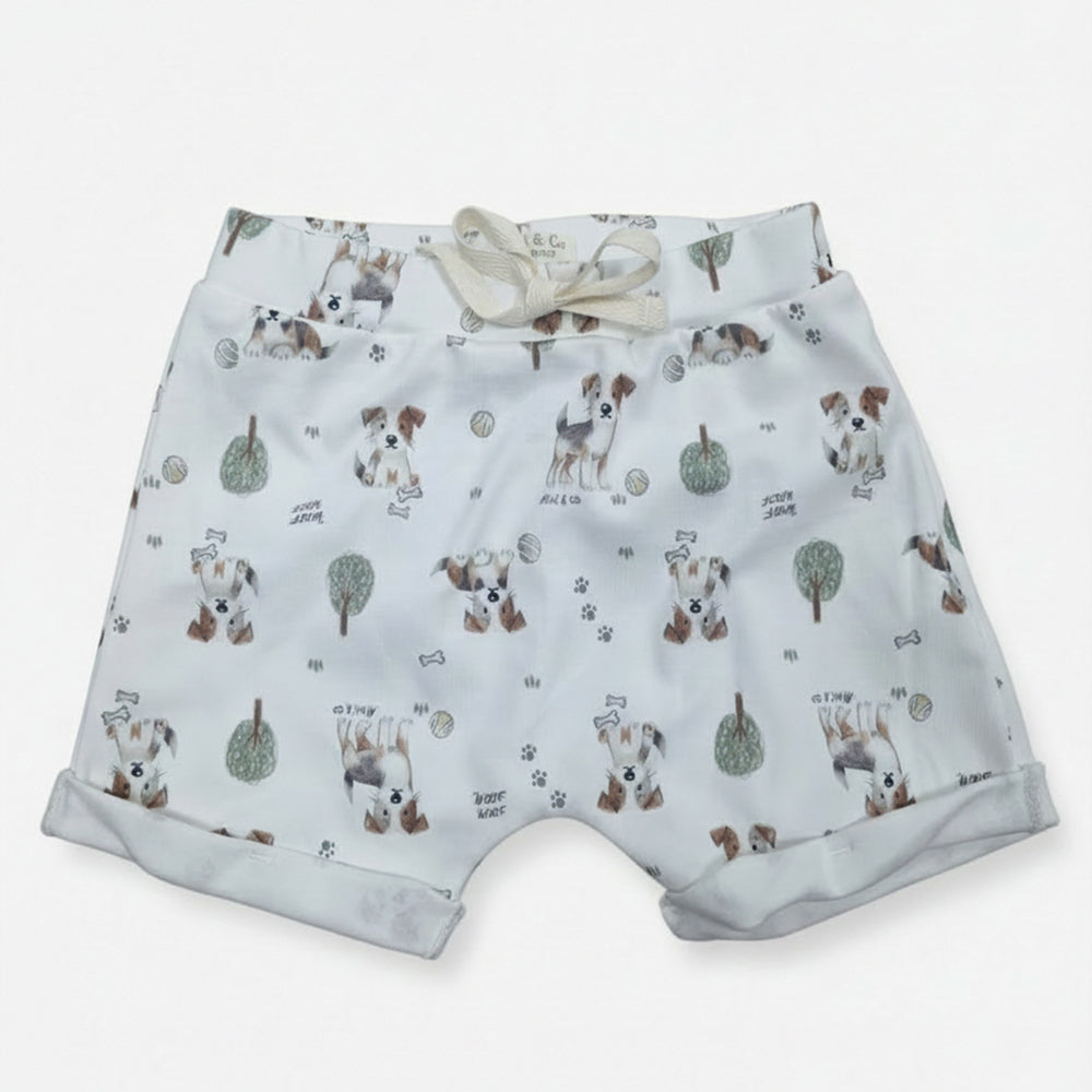 Shorts Avulso Mini e Co Barra Virada Suedine Masculino - Cachorrinho No Parque