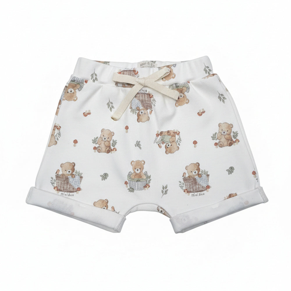 Shorts Avulso Mini e Co Barra Virada Suedine Masculino - Ursinhos