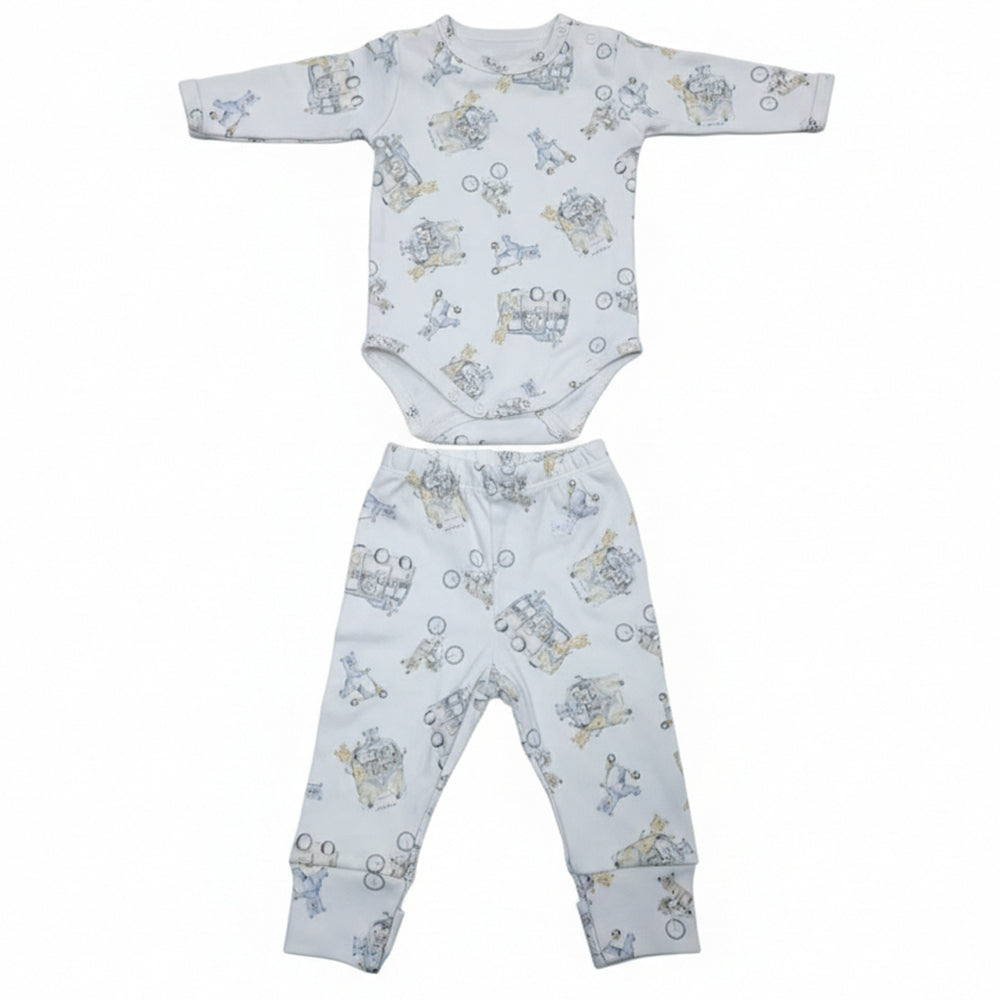 Conjunto Body Manga Longa Mijão Com Pé Reversível Suedine Masculino - Ursinho e Cavalinho