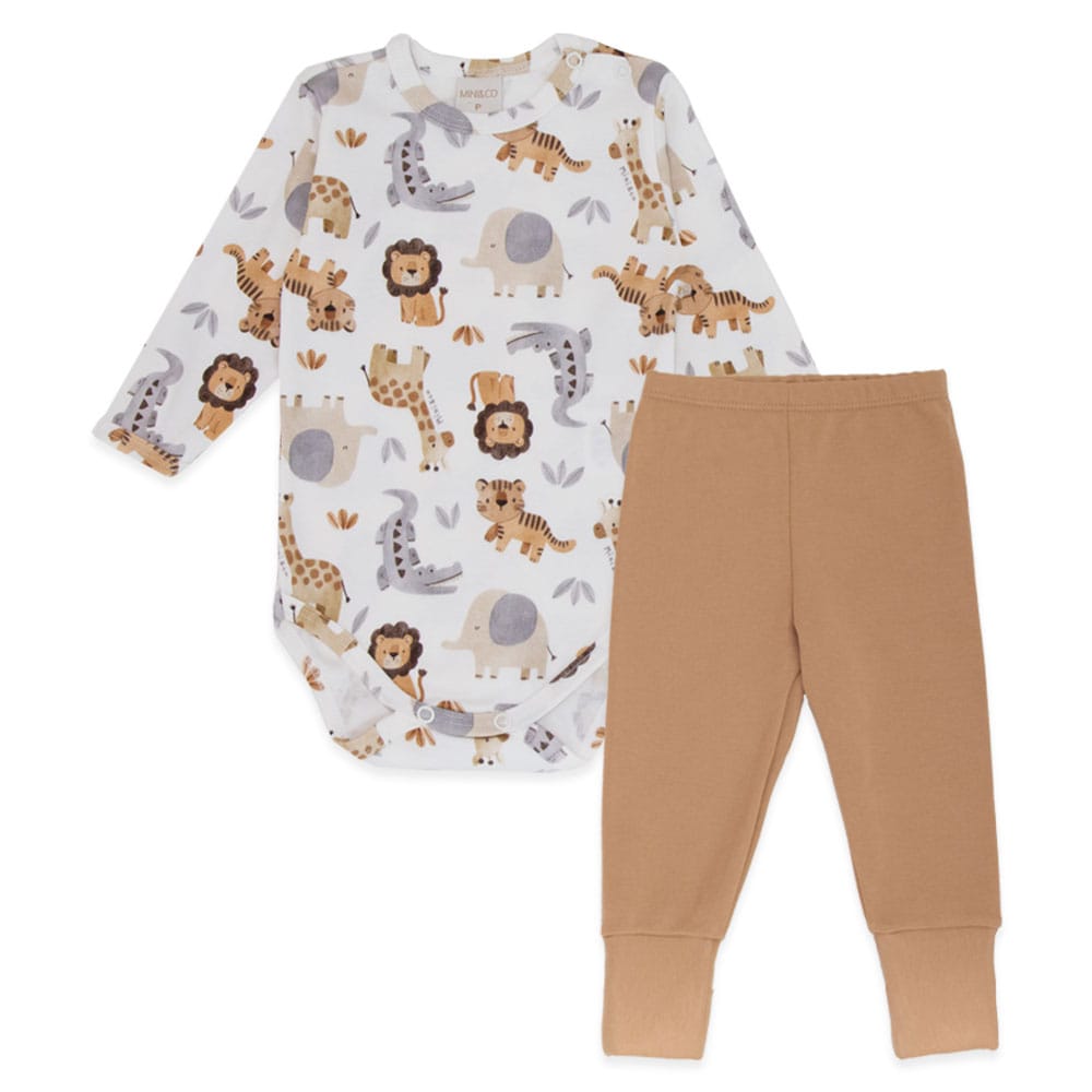 Conjunto Body Manga Longa Estampado e Mijão Liso Suedine Masculino – Roar