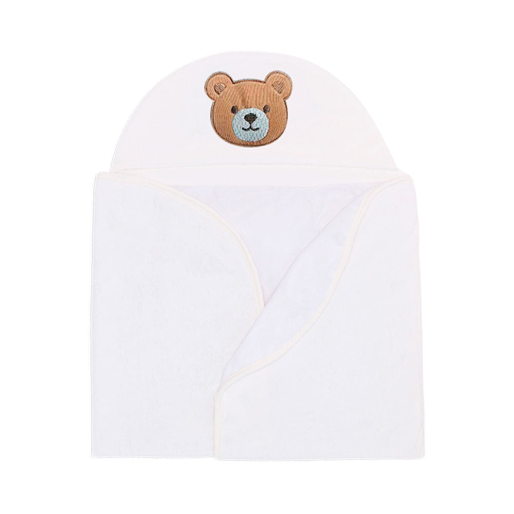 Toalha com Capuz Forrrada Mini & Co Suedine Atoalhada e Fralda Masculina - Ursinhos