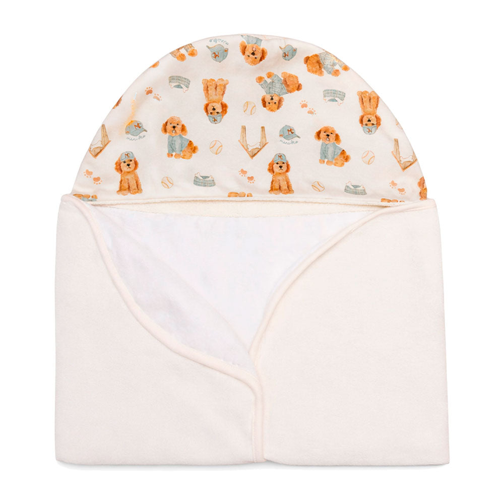 Toalha Capuz Forrada Suedine, Atoalhado e Fralda Mini & Co Masculina – Cachorrinho