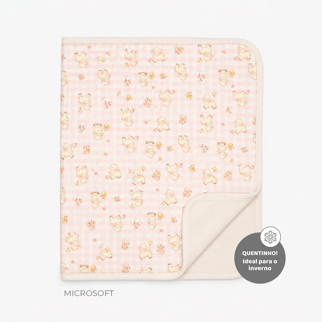 Cobertor Com Forro Mini & CO Em Microsoft E Malha Feminino - Ovelhinhas