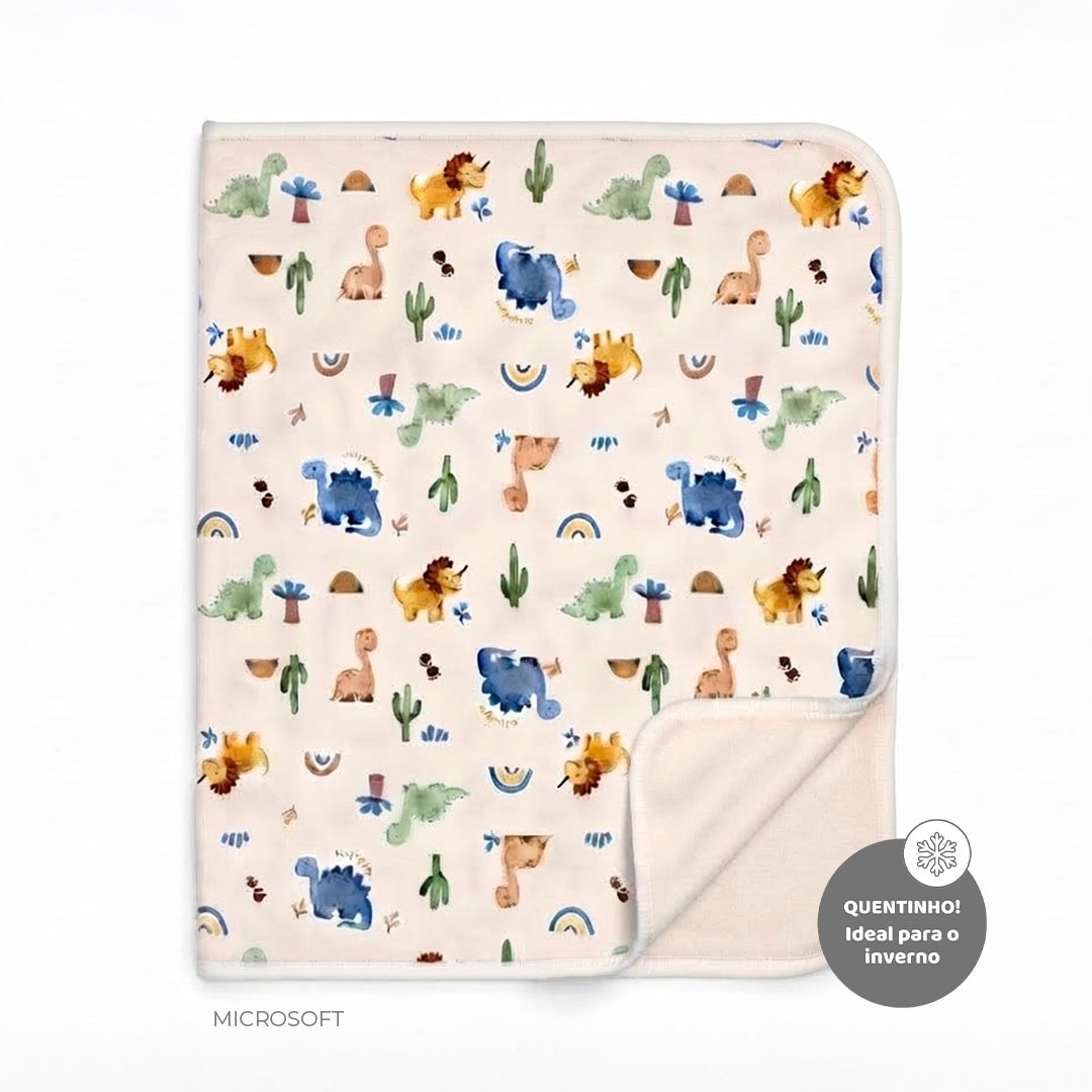 Cobertor com Forro Microsoft e Malha Masculino Mini & Co – Dinos