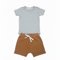 Conjunto Body Manga Curta e Shorts Barra Virada Mini e Co Menino - Listrado