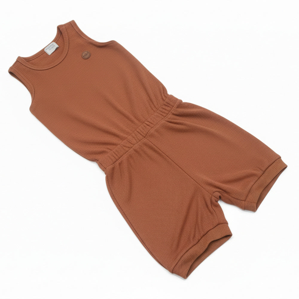 Conjunto Body Regata e Shorts Mini e Co Em Tecido Canelado Unissex - Terracota