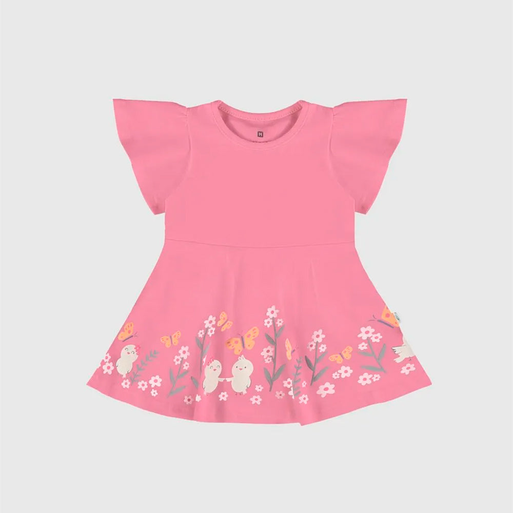 Body Vestido Manga Curta Malwee Estampado Feminino - Rosa