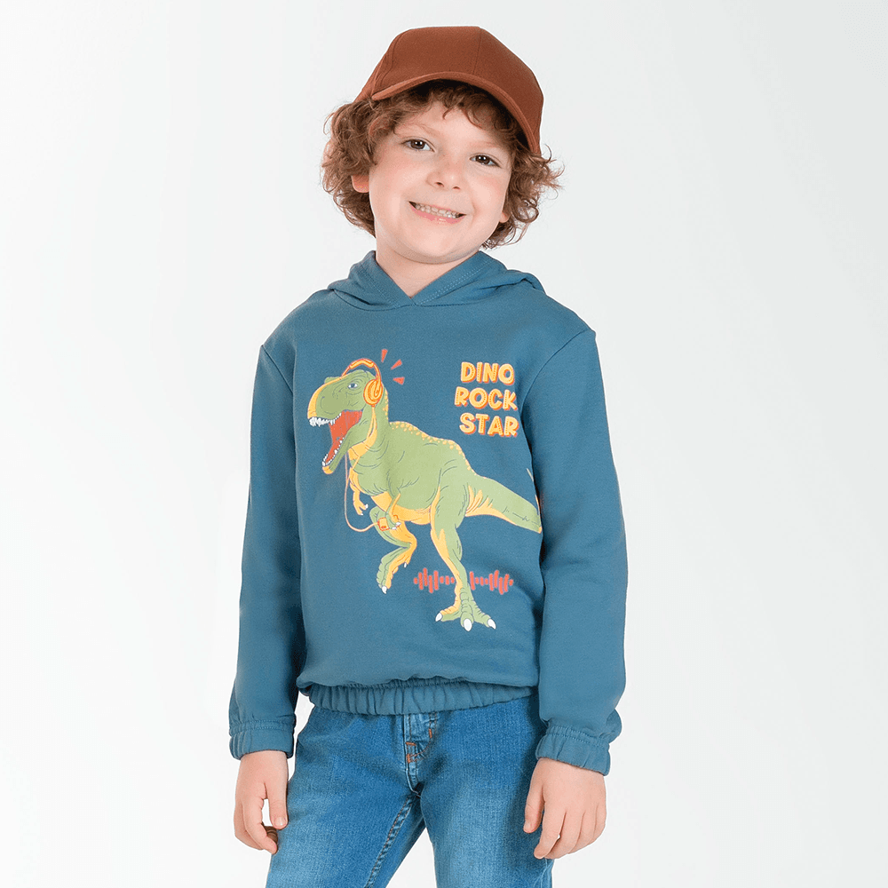 Blusão Moletom Peluciado com Capuz Dino Rock Cativa - Masculino