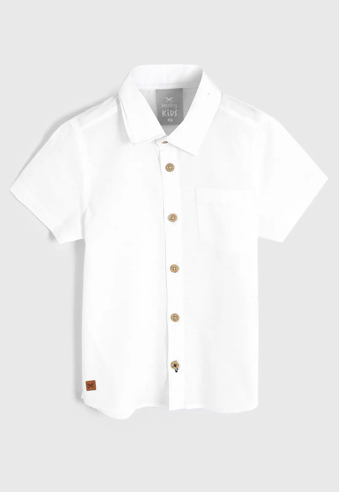 Camisa Manga Curta Branca com Botões Hering Infantil - Masculina