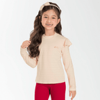 Blusa Manga Longa Babado Viscose Listrada Cativa - Feminina