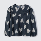 Bata Manga Longa com Babado Corações Hering Infantil - Feminina