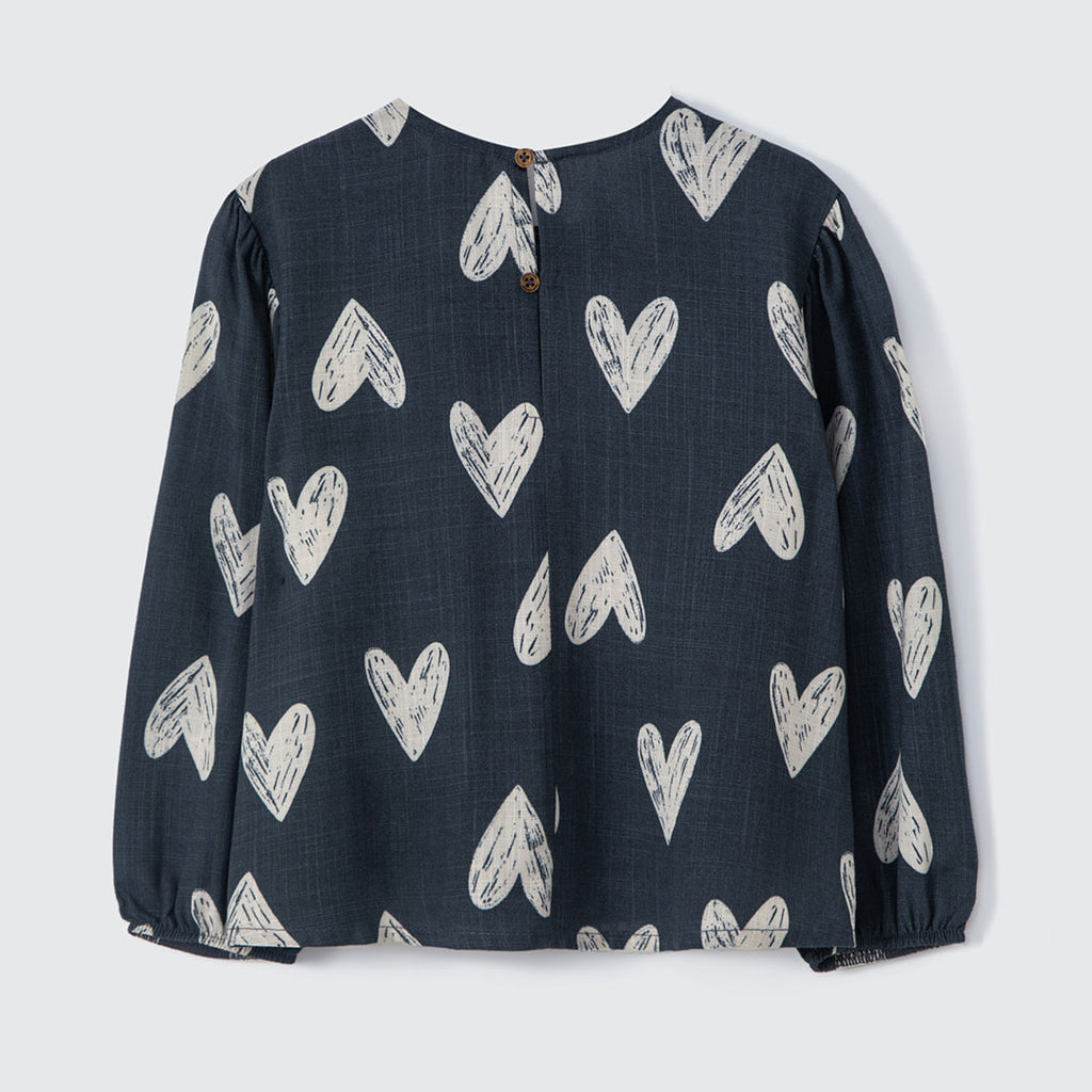 Bata Manga Longa com Babado Corações Hering Infantil - Feminina