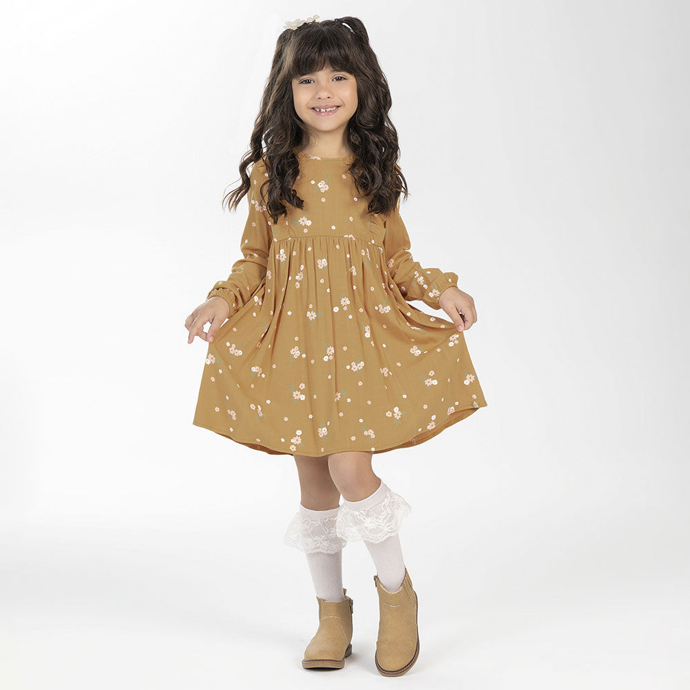 Vestido Manga Longa Flores Cativa - Feminino