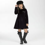 Vestido Manga Longa Aveludado com Laço Cativa - Feminino
