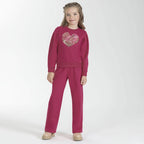 Conjunto Moletom Manga Longa Bordado Coração Lantejoula Cativa - Feminino