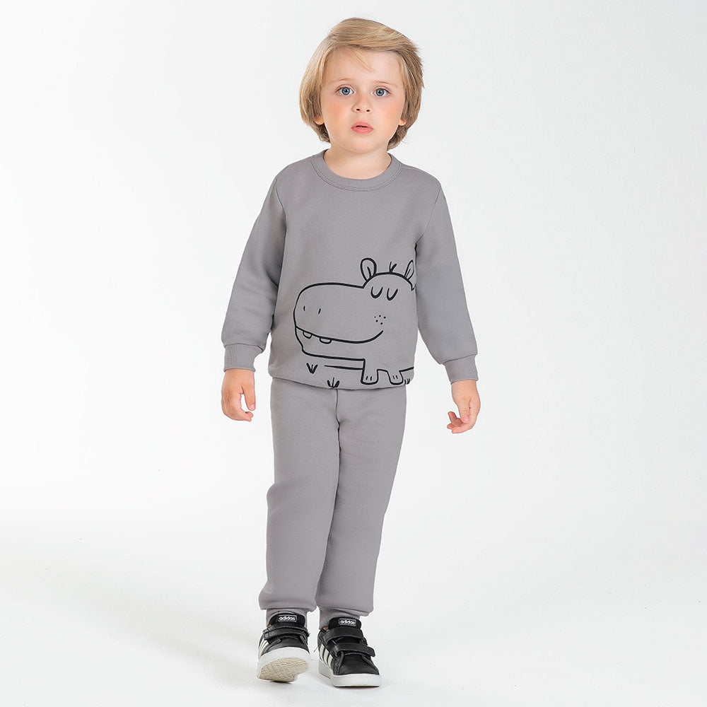 Conjunto Moletom Peluciado Blusão e Calça Animais Cativa - Masculino