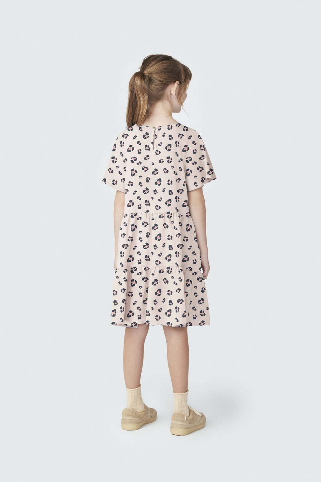 Vestido Manga Curta com Babados Oncinha Hering - Feminino