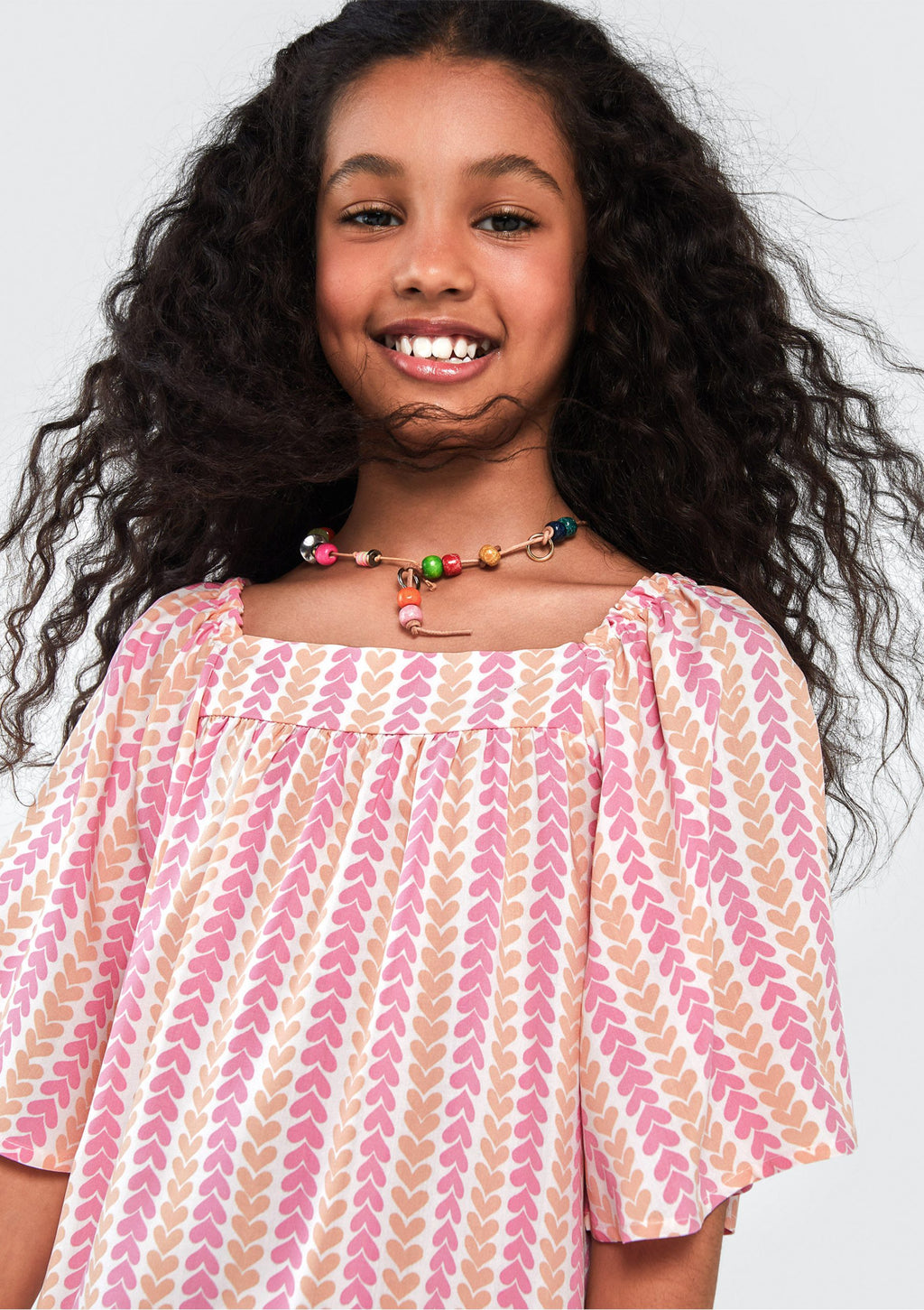 Vestido Curto Estampado Rosa e Laranja Hering Infantil - Feminino
