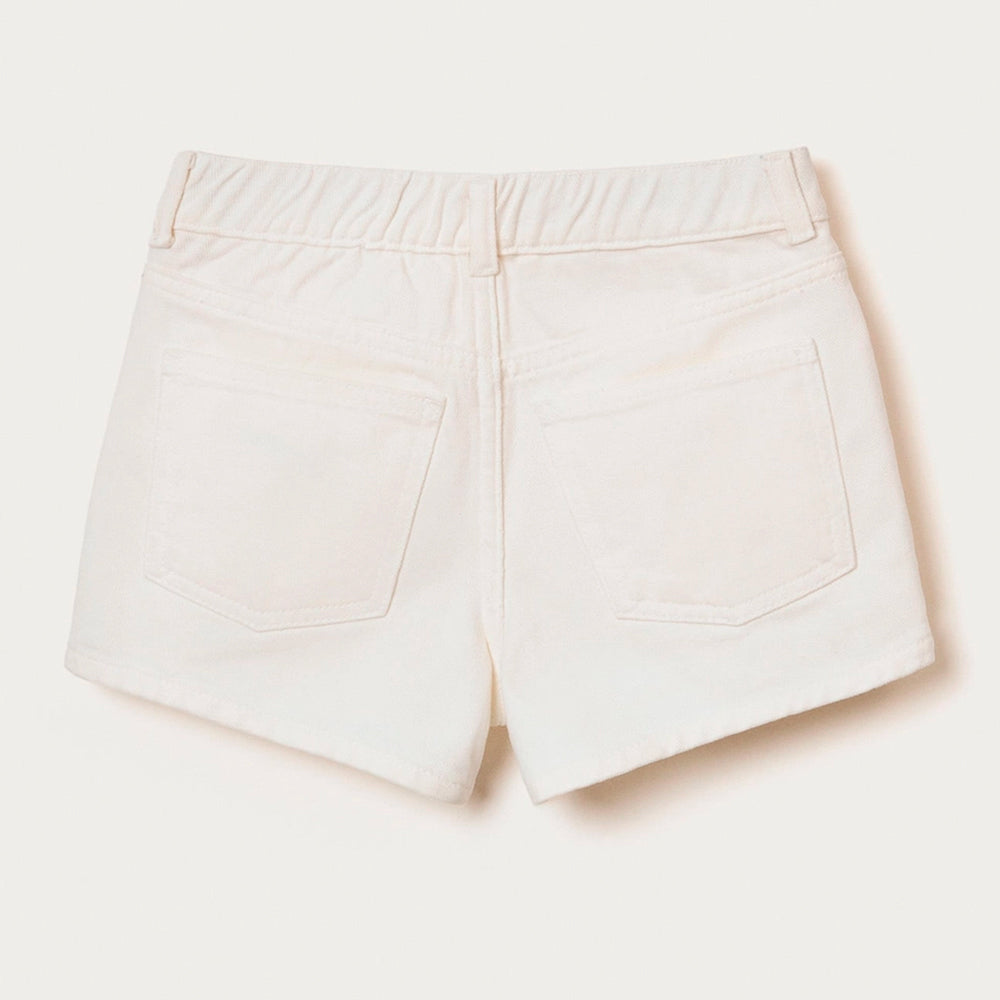 Shorts Em Sarja Hering Kids Com A Barra Desfiada Feminino - Natural