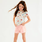 Shorts Em Sarja Hering Kids Barra Desfiada Feminina - Rosa