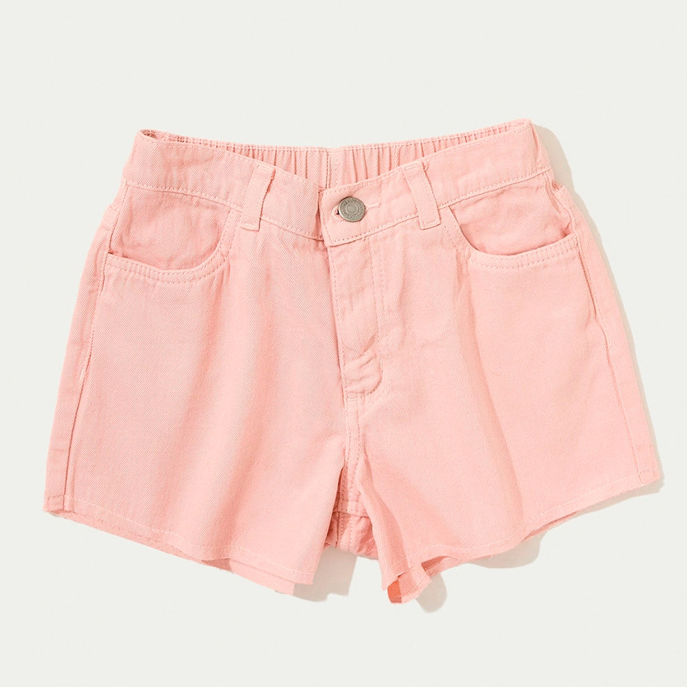 Shorts Em Sarja Hering Kids Barra Desfiada Feminina - Rosa