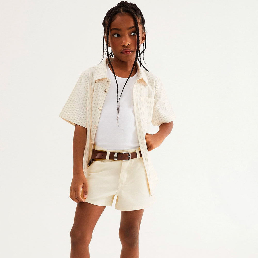 Shorts Em Sarja Hering Kids Com A Barra Desfiada Feminino - Amarelo