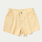 Shorts Em Sarja Hering Kids Com A Barra Desfiada Feminino - Amarelo