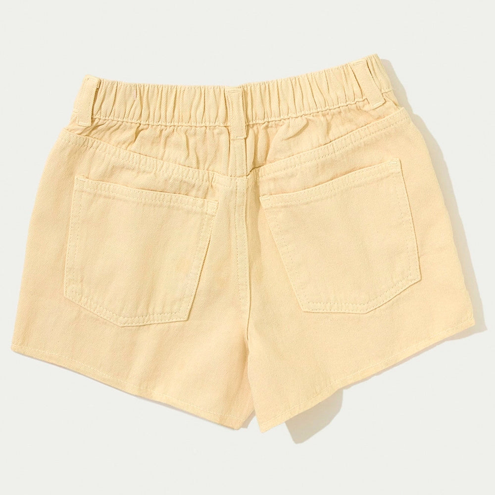 Shorts Em Sarja Hering Kids Com A Barra Desfiada Feminino - Amarelo