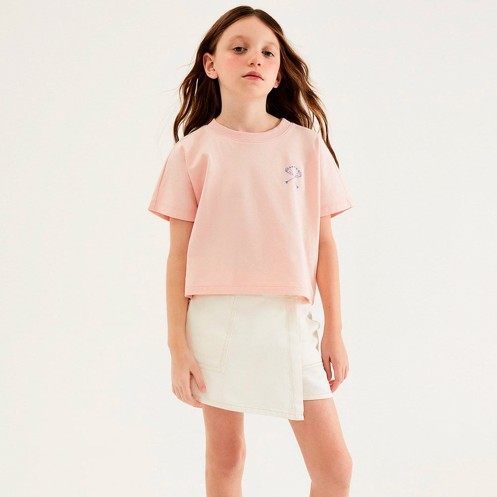 Shorts Saia Em Sarja Hering Kids Feminino - Natural