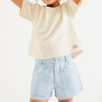 Shorts Jeans Reto Hering Kids Feminino - Azul
