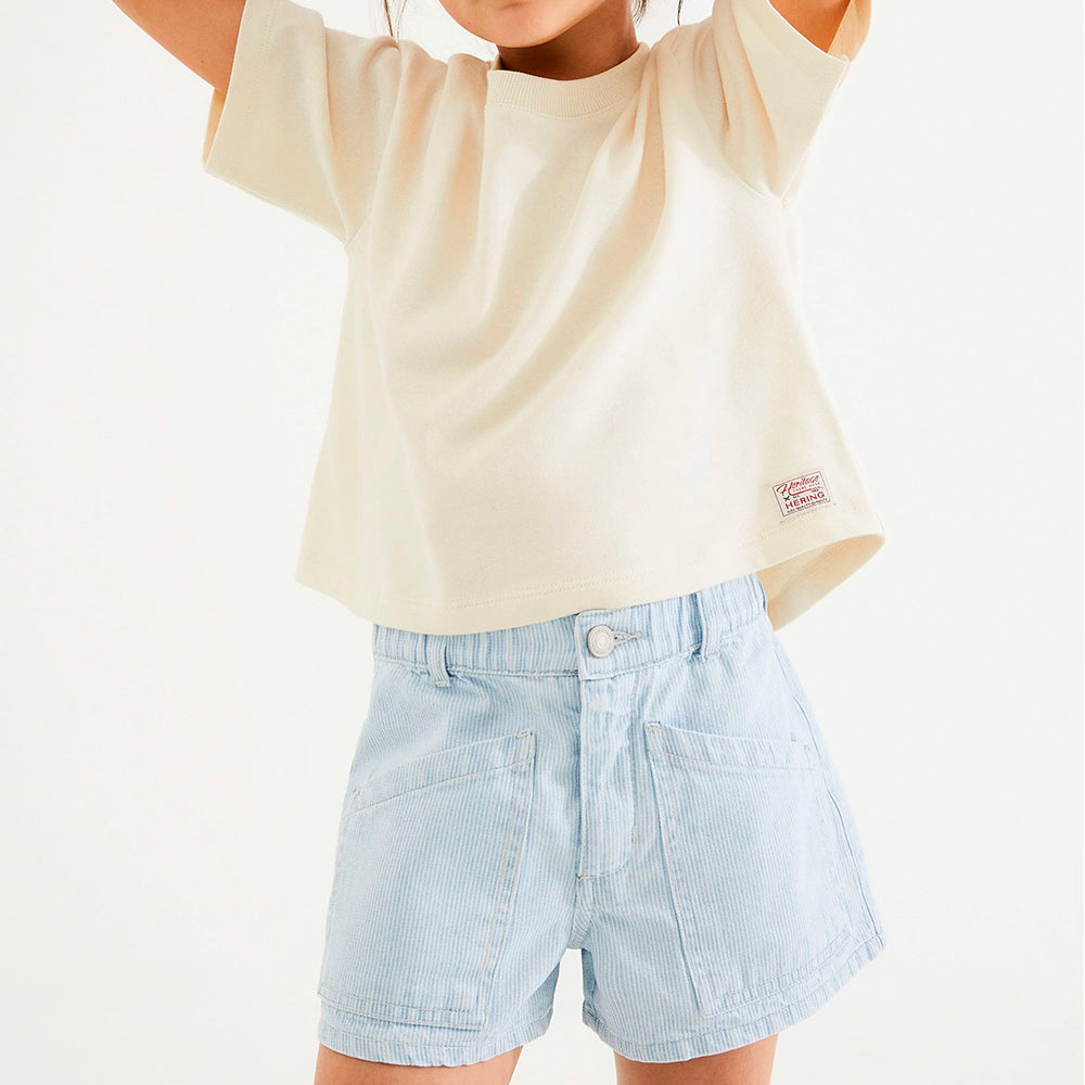 Shorts Jeans Reto Hering Kids Feminino - Azul