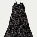 Vestido Midi Hering Infantil Com Alças Finas Poá Feminino - Preto/Branco