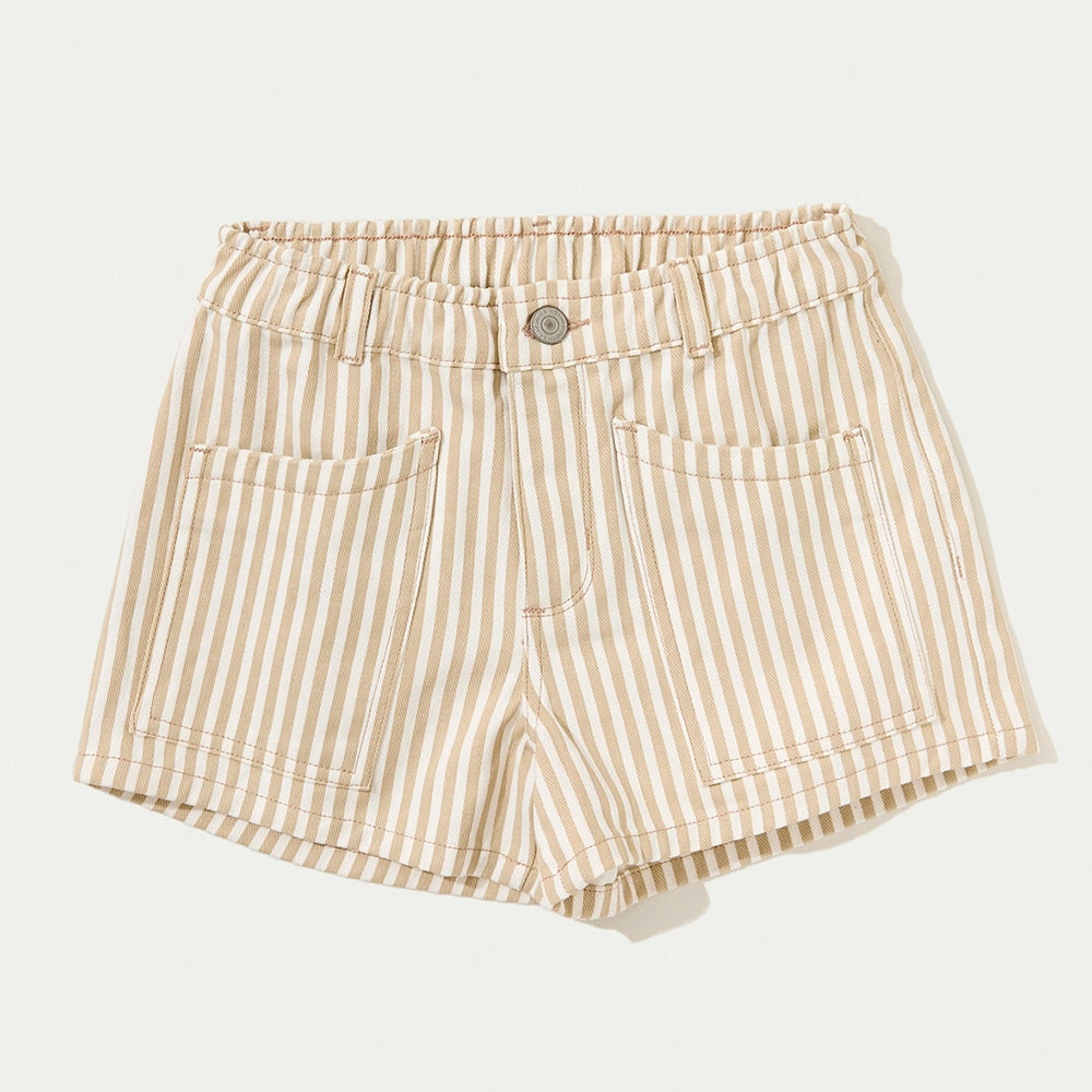 Shorts Em Sarja Hering Kids Listrado Feminino - Creme