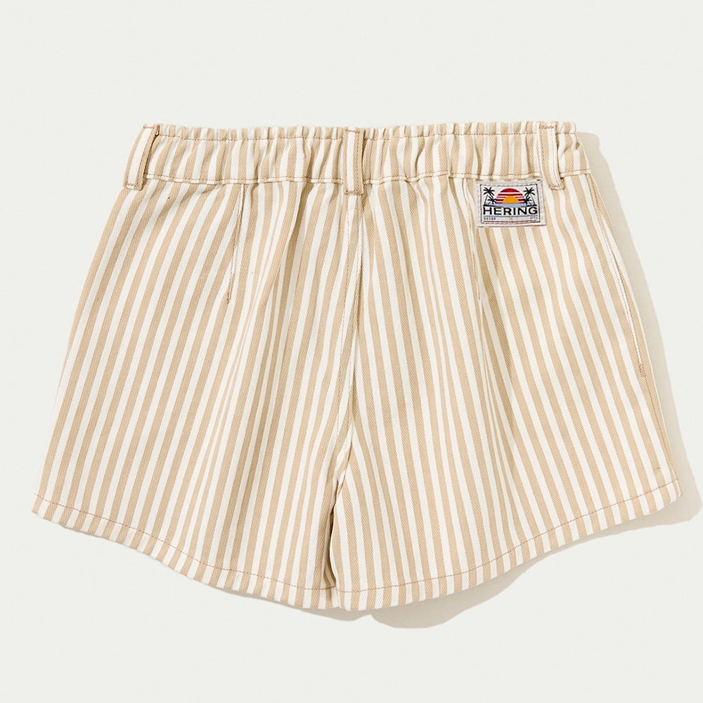 Shorts Em Sarja Hering Kids Listrado Feminino - Creme