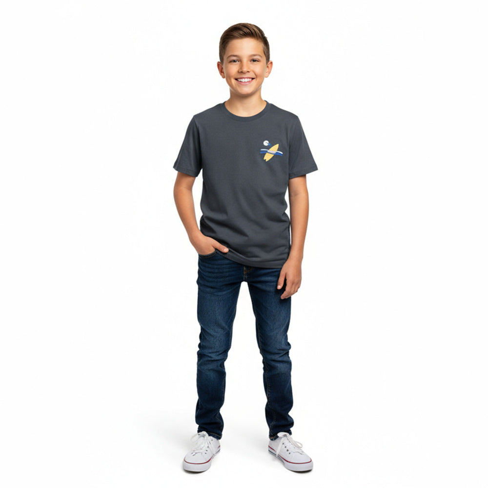 Camiseta Manga Curta Prancha de Surf Masculina - Chumbo