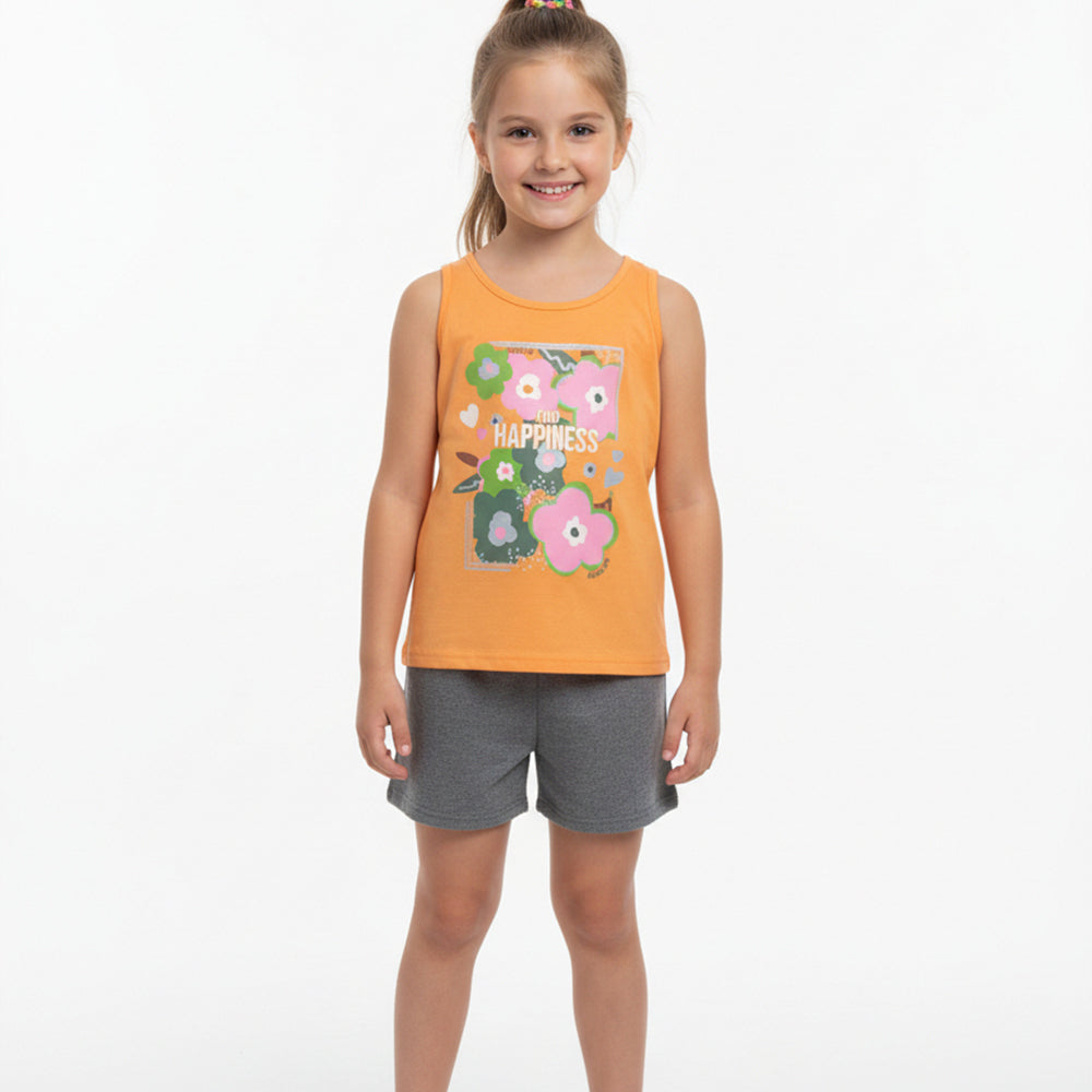 Conjunto Regata e Shorts Malwee Find Happiness Feminino - Laranja