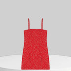 Vestido Alça Fina Malwee Com Estampa De Florzinhas Douradas Feminino - Vermelho