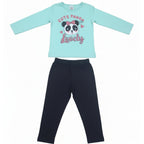 Conjunto Manga Longa E Calça Grilo Kids Estampa Cute Panda Feminina