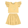 Conjunto Camiseta Manga Curta e Shorts Saia Malwee Happy Heart Feminino - Amarelo