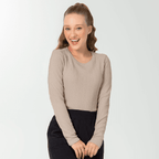 Blusinha Manga Longa Tricot Trabalhado Leve Cativa - Feminina