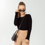 Blusa Manga Longa Canelado Cotelê Cativa - Feminina