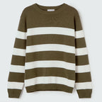 Blusão Manga Longa em Tricot Listrado Hering Verde - Masculino