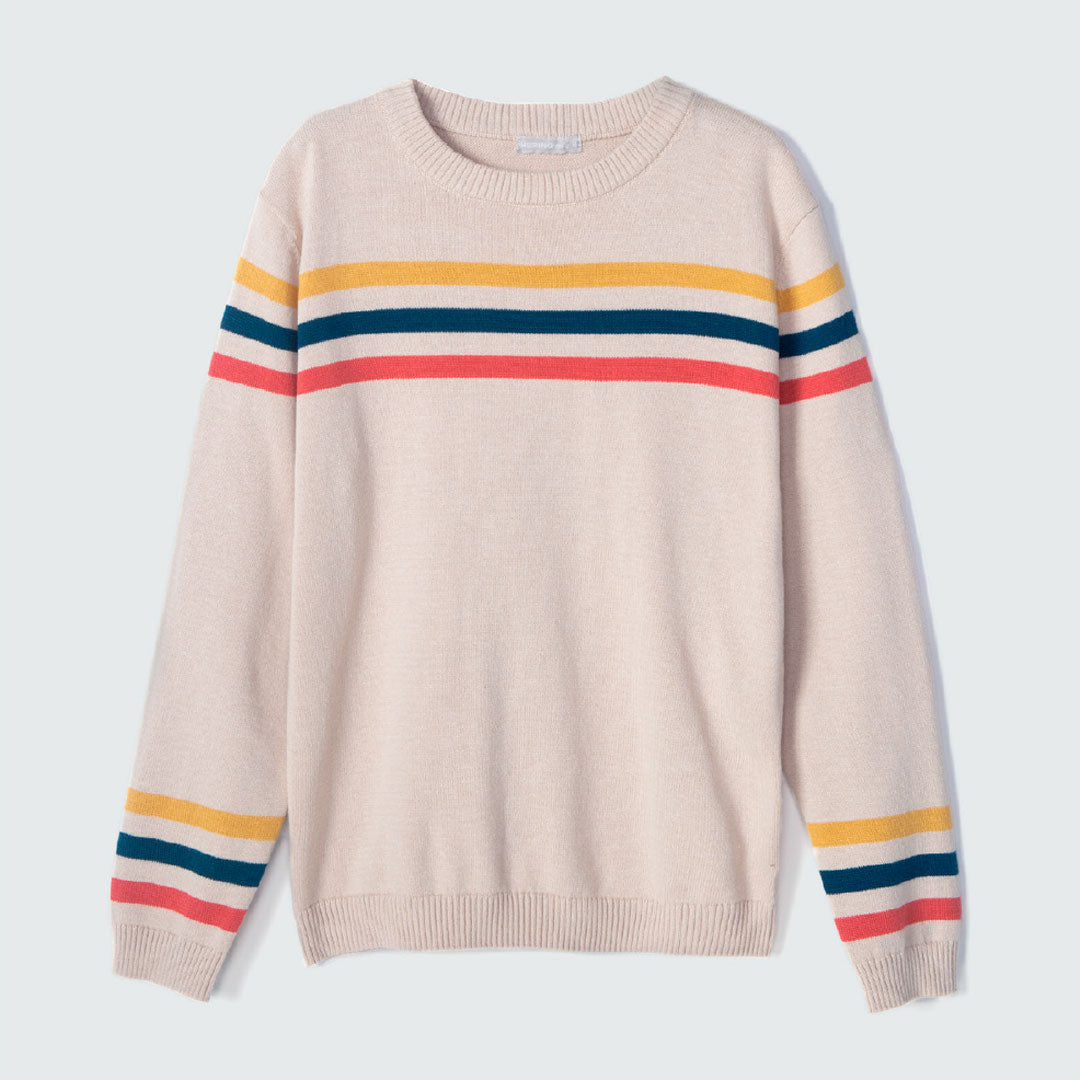 Blusão Manga Longa Tricot Listra Colorida Hering - Masculino