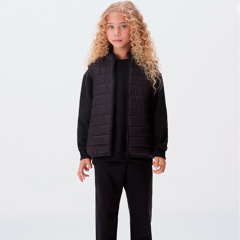 Colete Puffer Hering Kids Com Bolsos Unissex - Preto