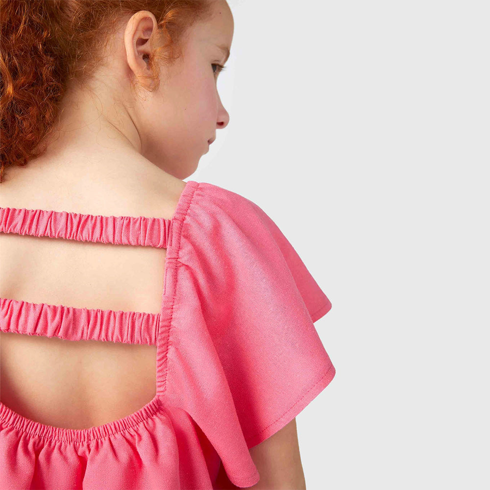 Blusa Bata Hering Infantil Com Linho Feminina - Rosa
