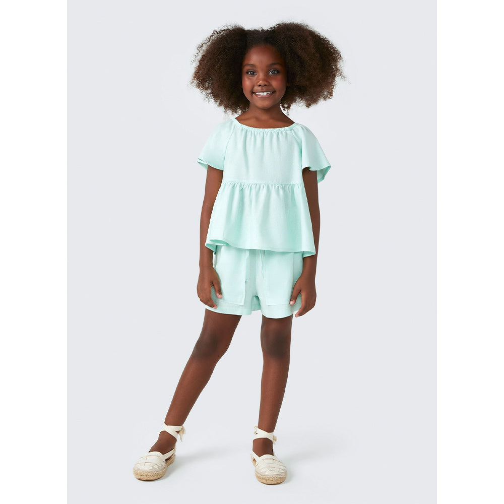Shorts Hering Infantil Com Linho Feminino - Verde