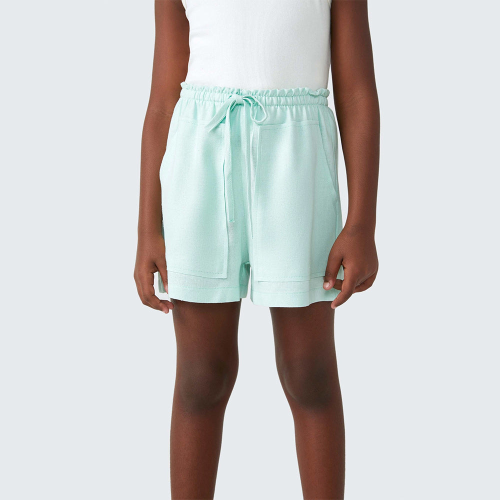 Shorts Hering Infantil Com Linho Feminino - Verde