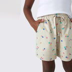 Shorts Hering Floral Com Linho Feminino - Bege