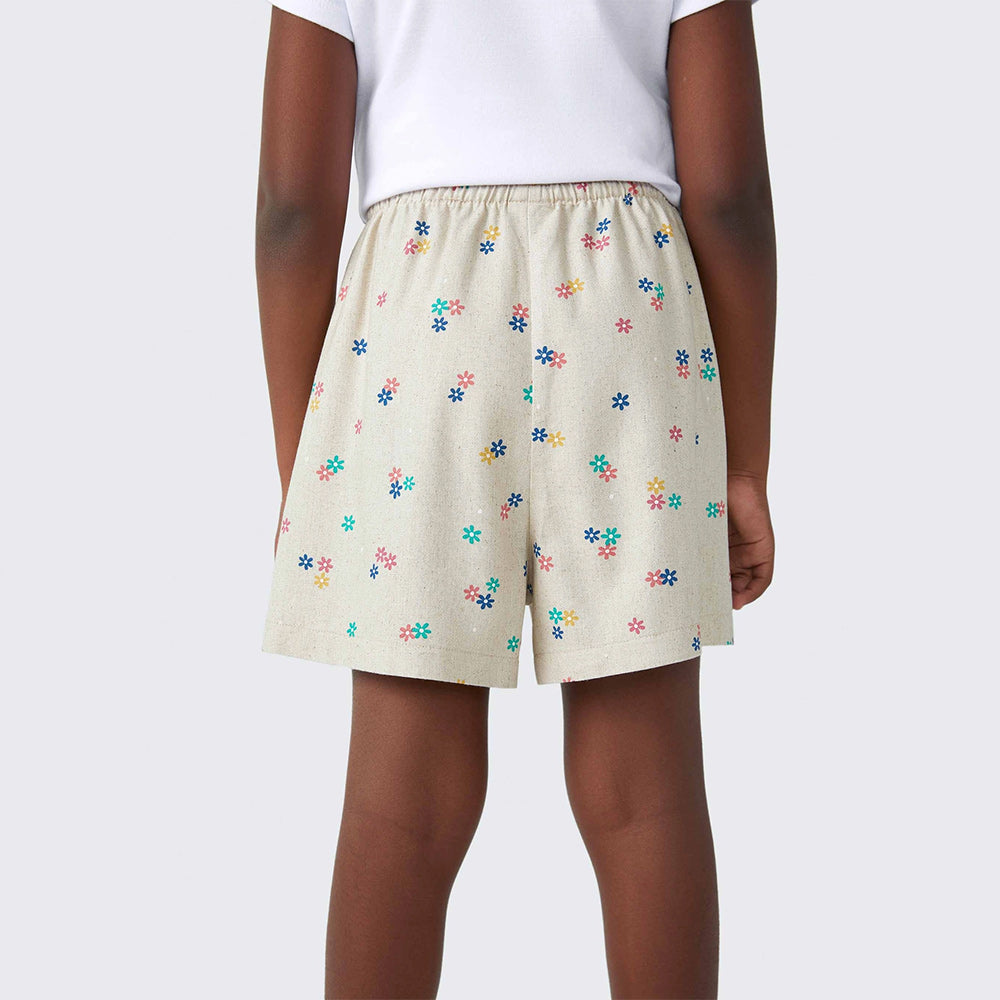 Shorts Hering Floral Com Linho Feminino - Bege
