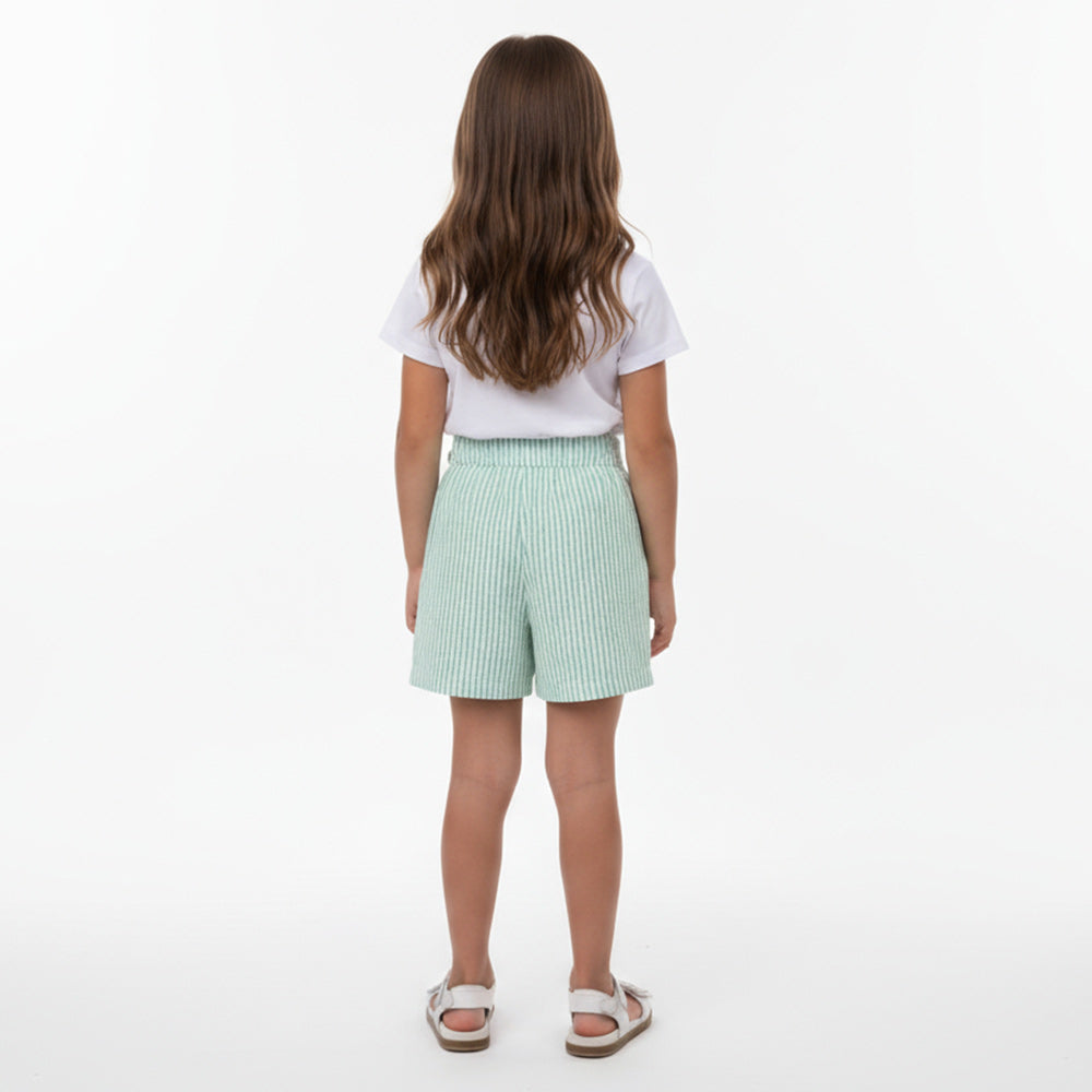 Short Saia Hering Infantil Listrado Feminino - Verde